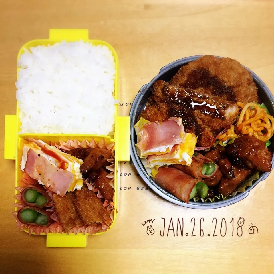 Snapdishの料理写真:男子高校生弁兄弟弁当|TOMOさん