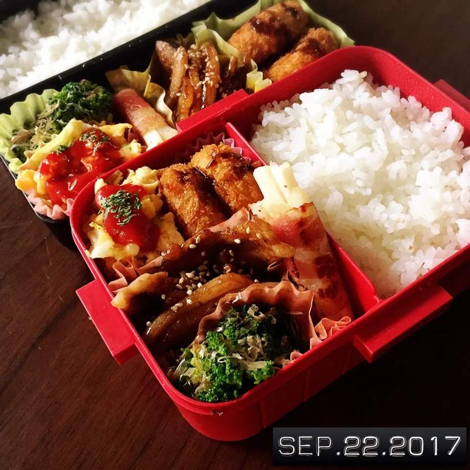 Snapdishの料理写真:男子高校生兄弟弁当|TOMOさん