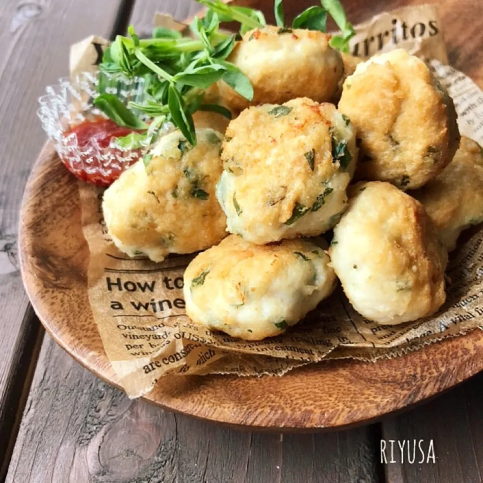 材料4つ！10分cook❤️大葉香る粉チーズのチキンナゲット|riyusaさん