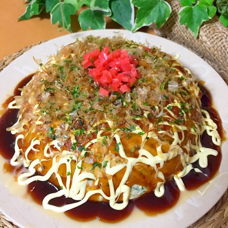 息子2回目の夕食♪レンジでお豆腐&卵のヘルシーお好み焼き♪|サリーさん