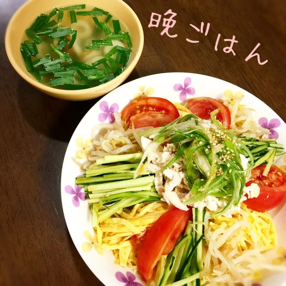 冷やし中華&ちくわとニラのスープ|み〜さん