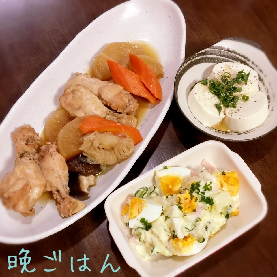 大根と鶏の煮物&デリ風ポテトサラダ&冷奴|み〜さん