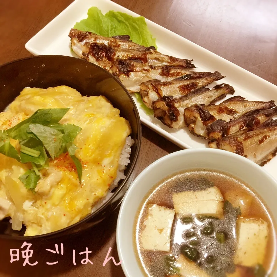 親子丼&はたはた焼き&すまし汁|み〜さん