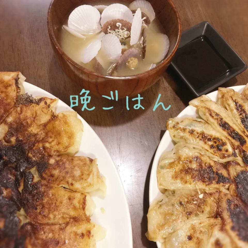 餃子&ホタテ稚貝の味噌汁|み〜さん