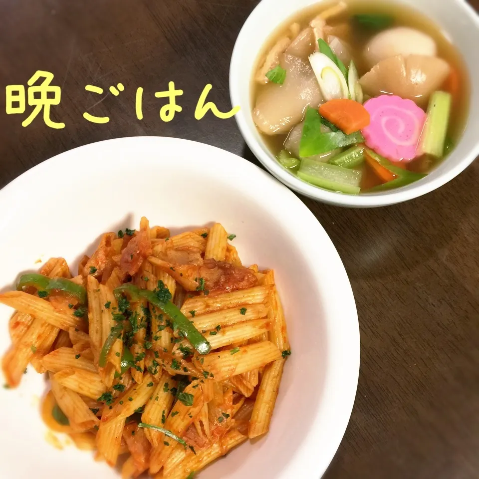 マカロニのトマト炒め🍅&きのこスープ|み〜さん