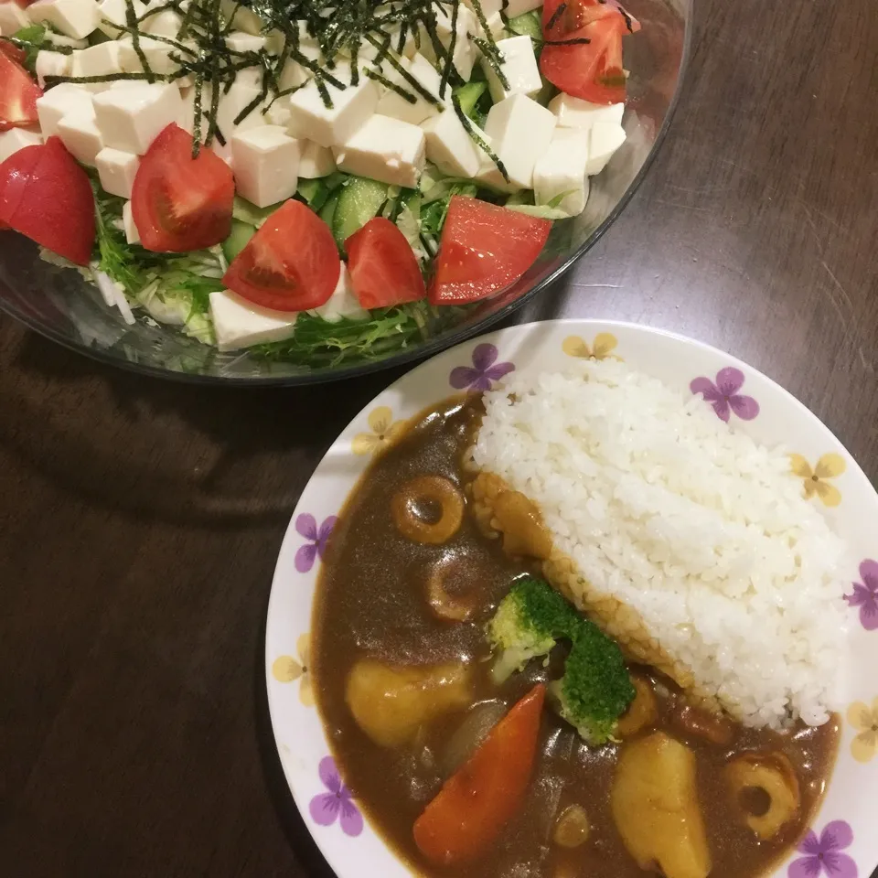 ちくわカレー&白菜と豆腐のサラダ🥗|み〜さん