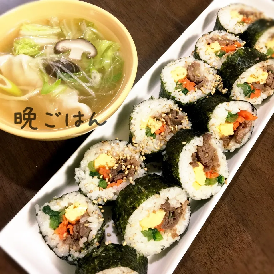 韓国風海苔巻き（キンパ）&餃子スープ|み〜さん