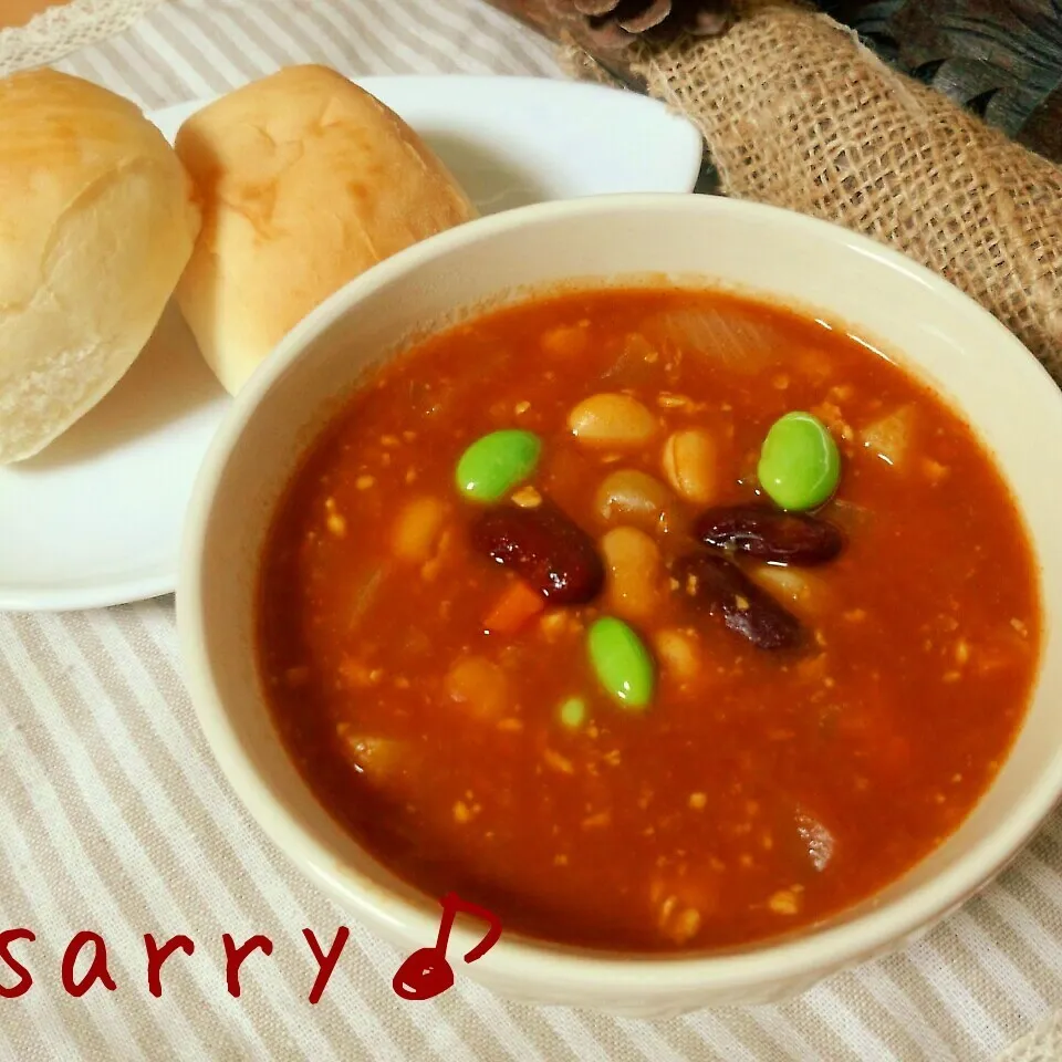 スープの会♡トマト豆カレースープ♪|サリーさん