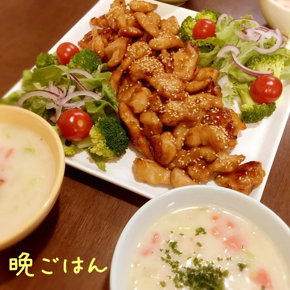 鶏胸肉の照り焼き&野菜チャウダー|み〜さん