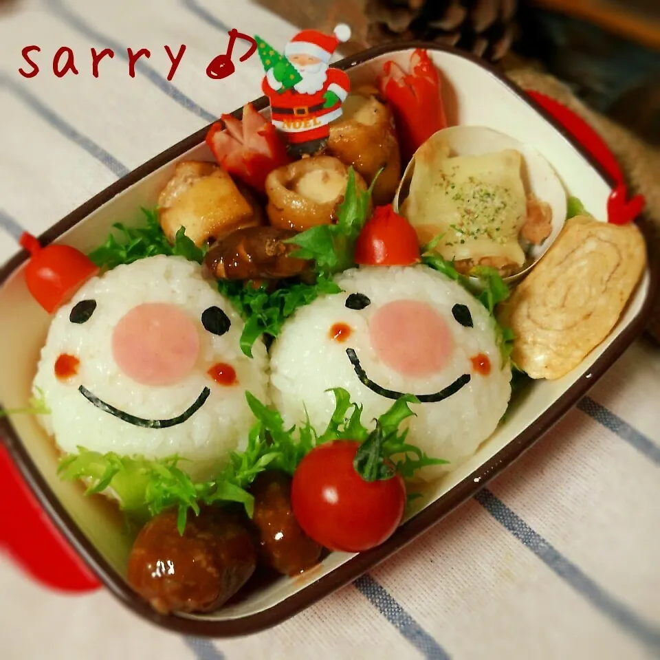 Snapdishの料理写真:Xmas雪だるま弁当♪|サリーさん