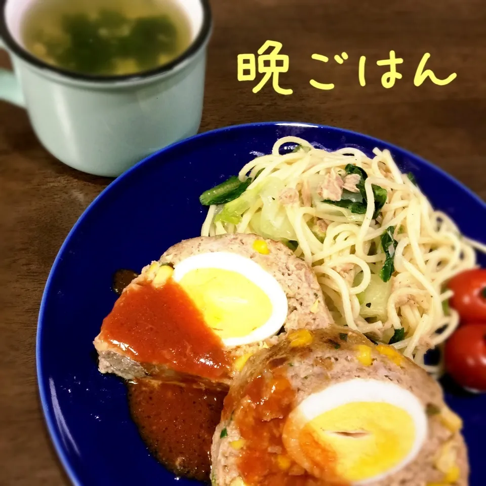 Snapdishの料理写真:ミートローフ&ロメインレタスとツナのパスタ|み〜さん