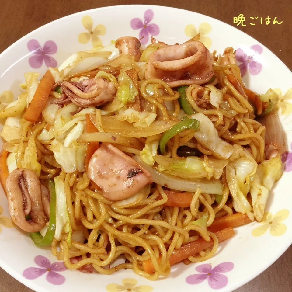 Snapdishの料理写真:イカ入り焼きそば|み〜さん