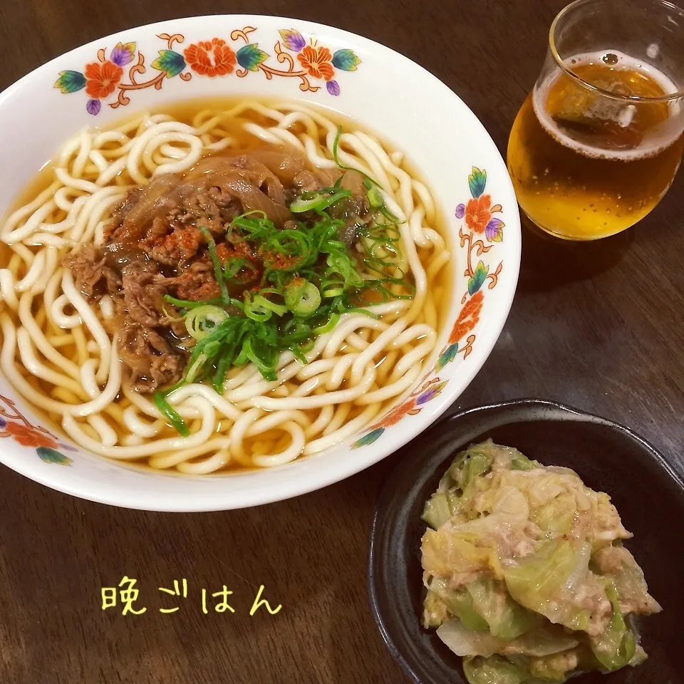 肉うどん&カスベのとも和え|み〜さん