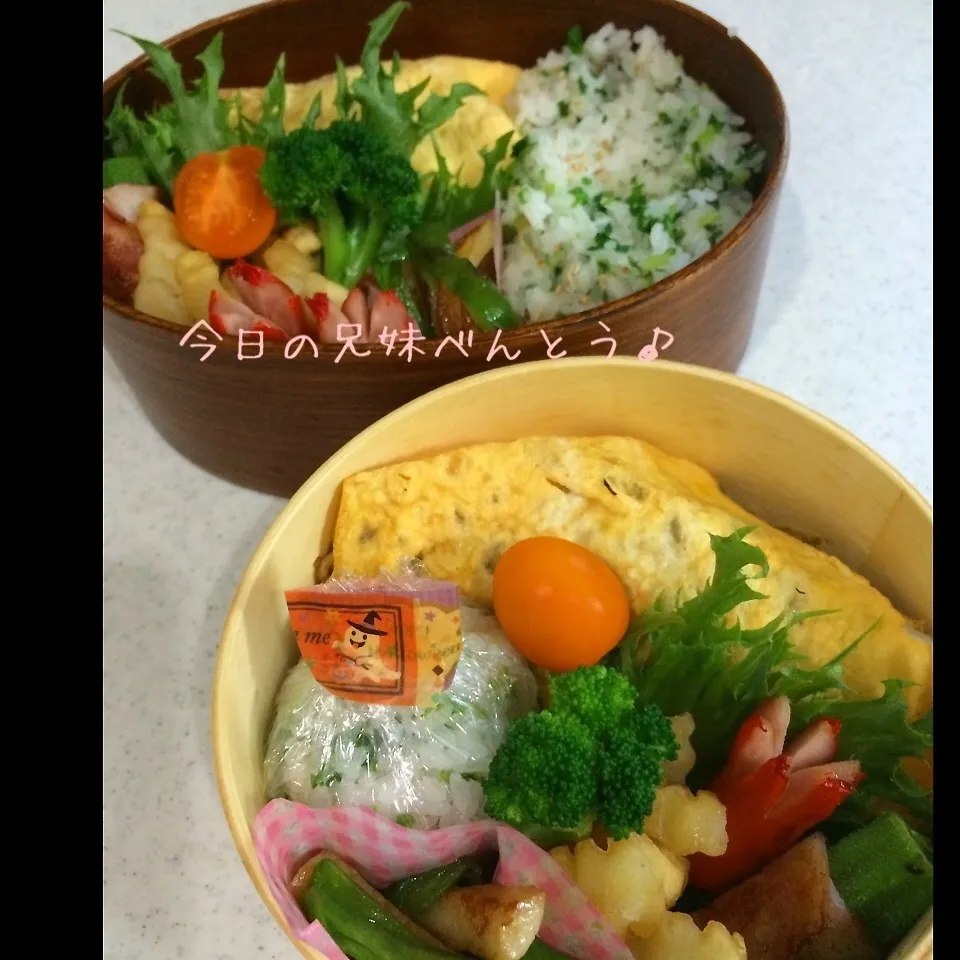 Snapdishの料理写真:今日の兄妹弁当|はなさん