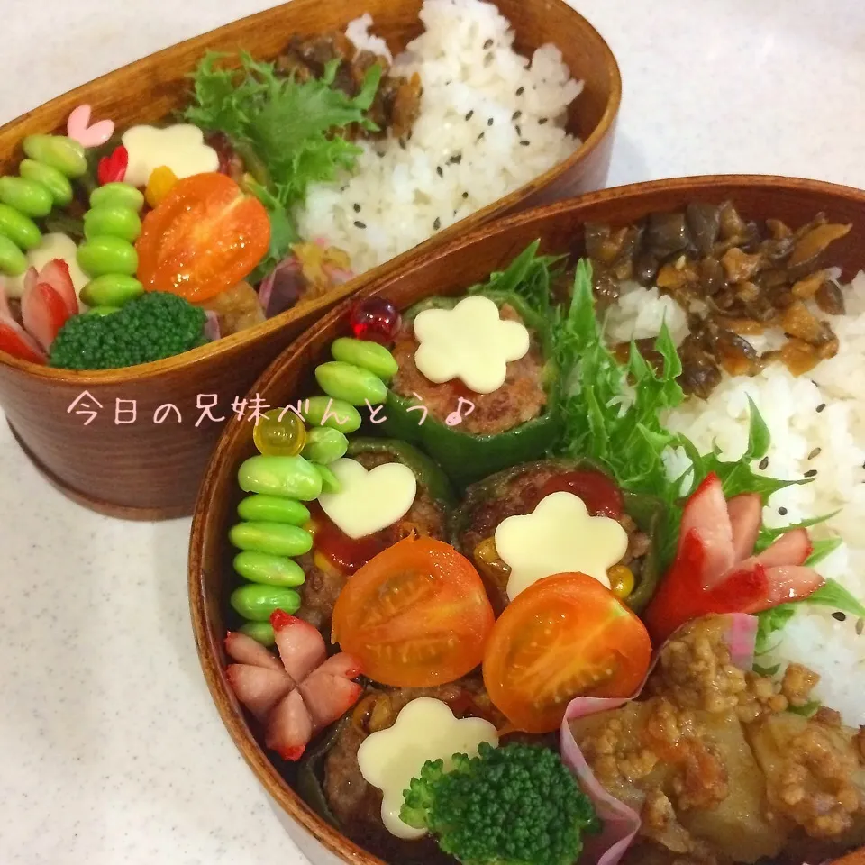 Snapdishの料理写真:今日の兄妹弁当|はなさん