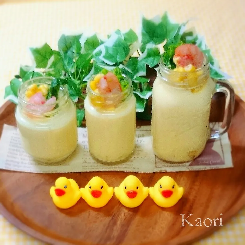 「ジャー倶楽部」 エビと菜の花のお鍋で簡単☆茶碗蒸し♪|くいしんぼうさん