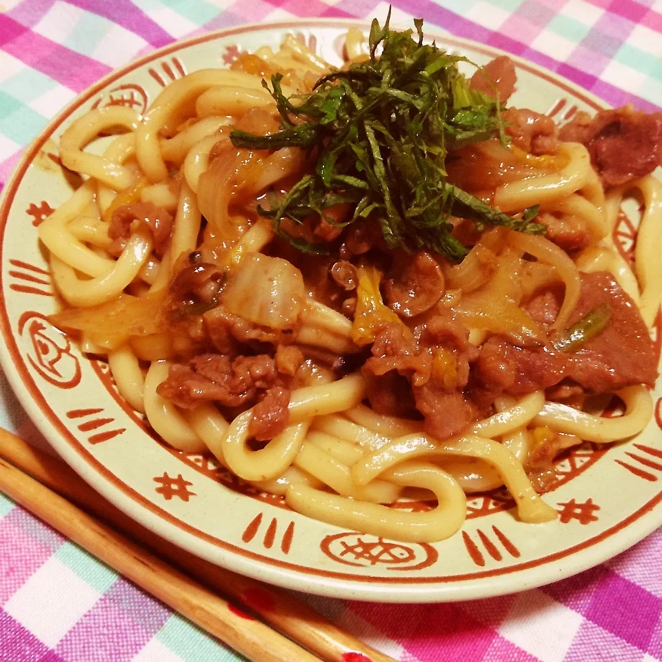 Snapdishの料理写真:☆ジンギスカンで焼うどん☆|＊nozo＊さん