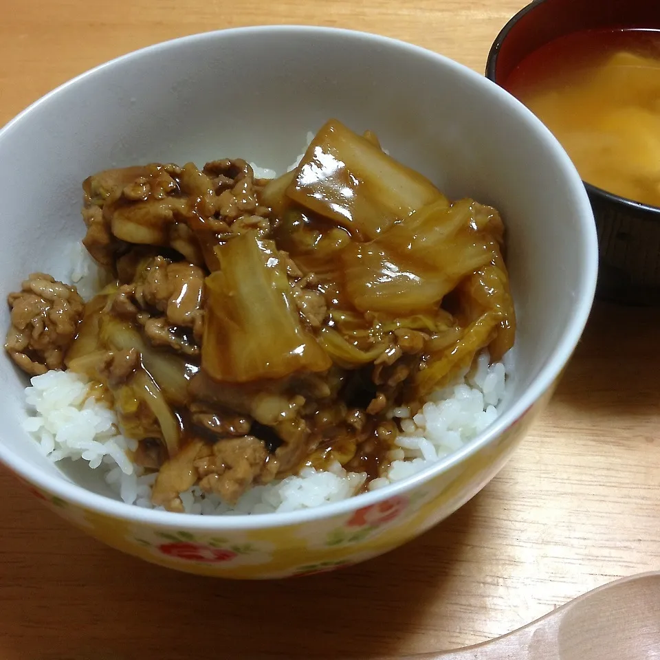 白菜と豚肉のあんかけ丼|めだか🎶ママさん