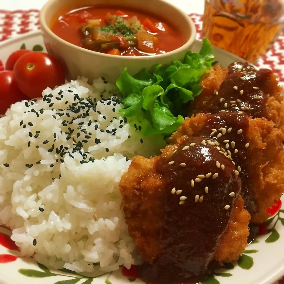 チキンカツとミネストローネのワンプレートごはん♡|@konomi.619さん