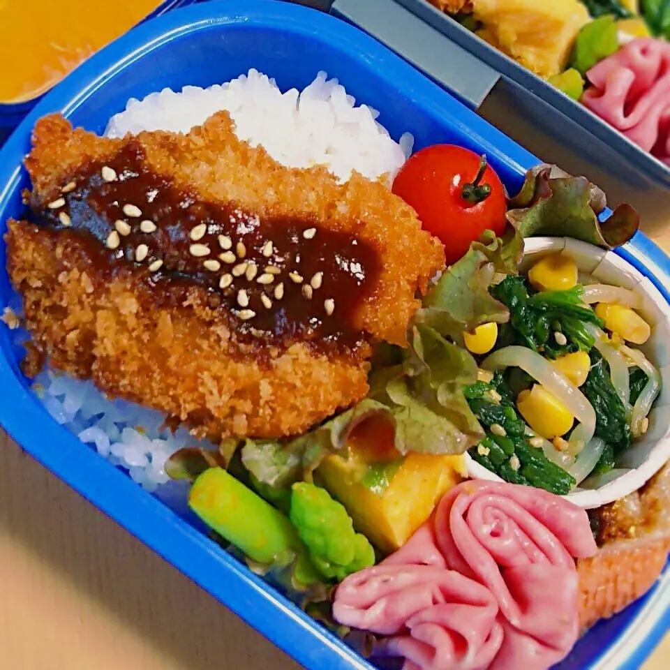 本日の兄弟弁当🎶～ミニカツ～|aroeさん