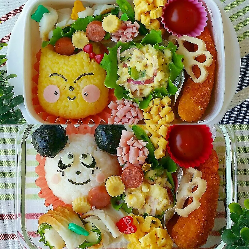 Snapdishの料理写真:ﾍﾟｱでぉ弁当|bettyさん