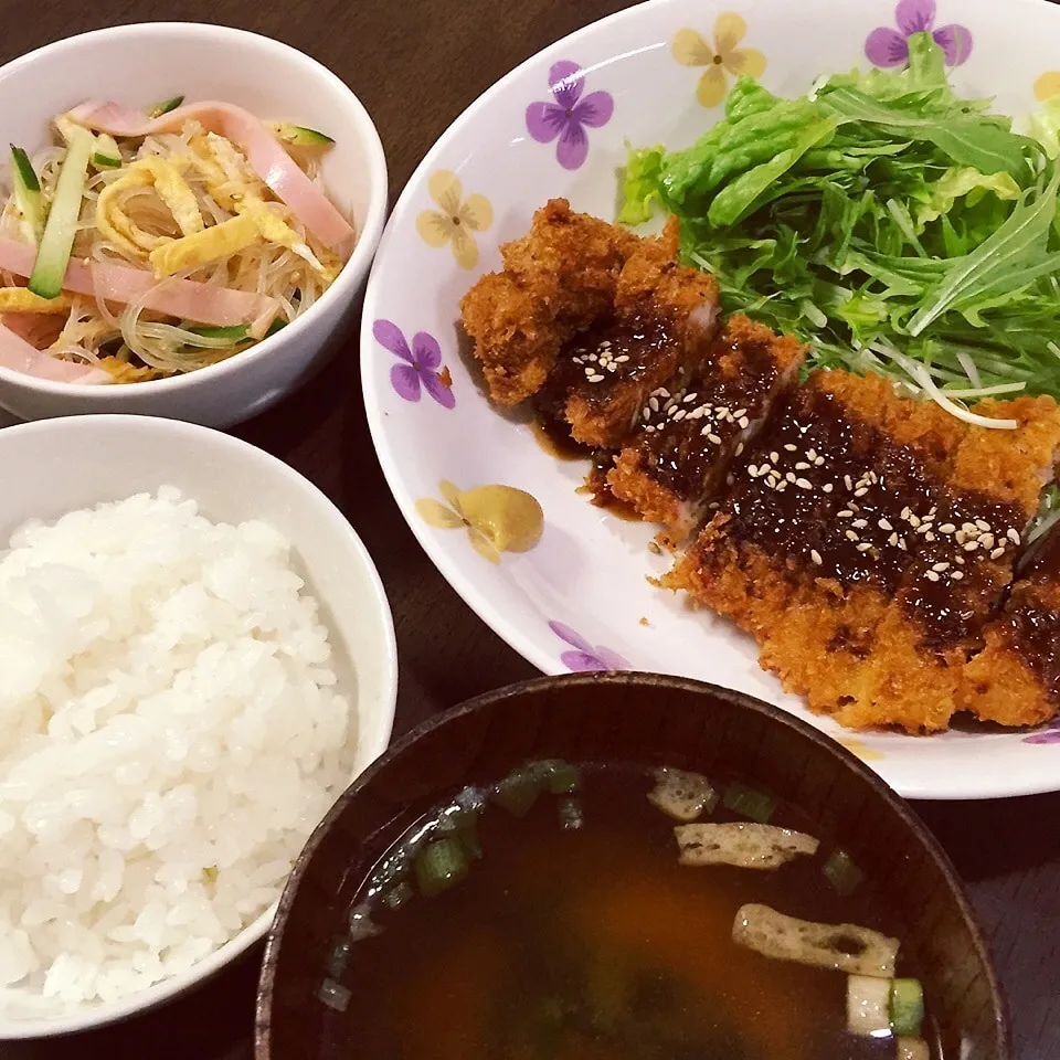 とんかつ&春雨の中華風和え|み〜さん