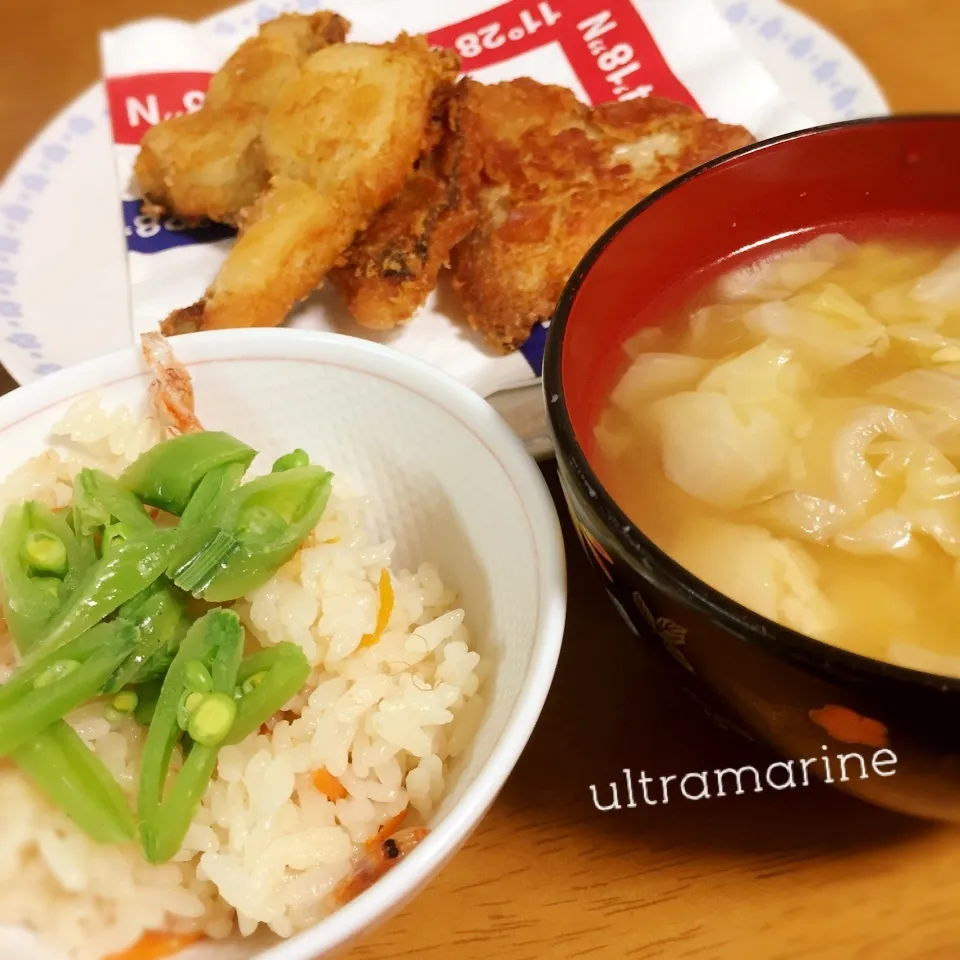 ＊春味♪桜えび飯、カレイ、春キャベツのお味噌汁＊|ultramarineさん