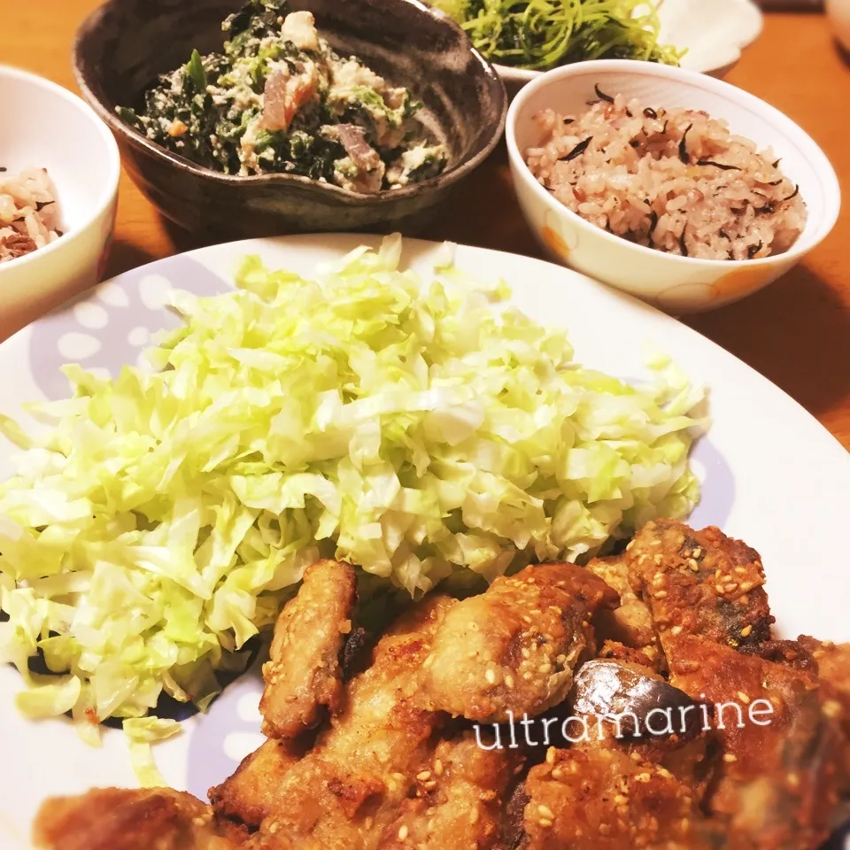 ＊さんまのごま竜田焼き、お野菜小鉢で和食ごはん♪＊|ultramarineさん