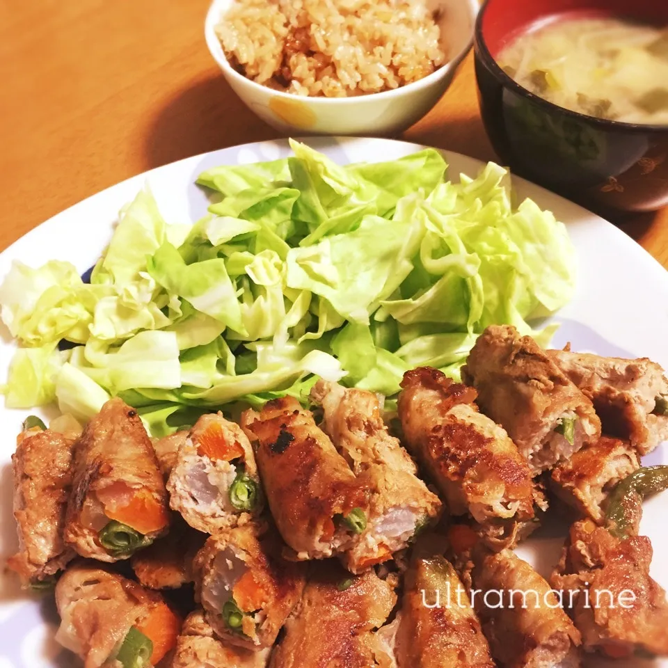 ＊しゃぶ肉巻き、炊き込みご飯♪＊|ultramarineさん