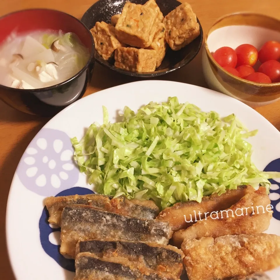 ＊秋刀魚の竜田揚げメインの晩ごはん。＊|ultramarineさん