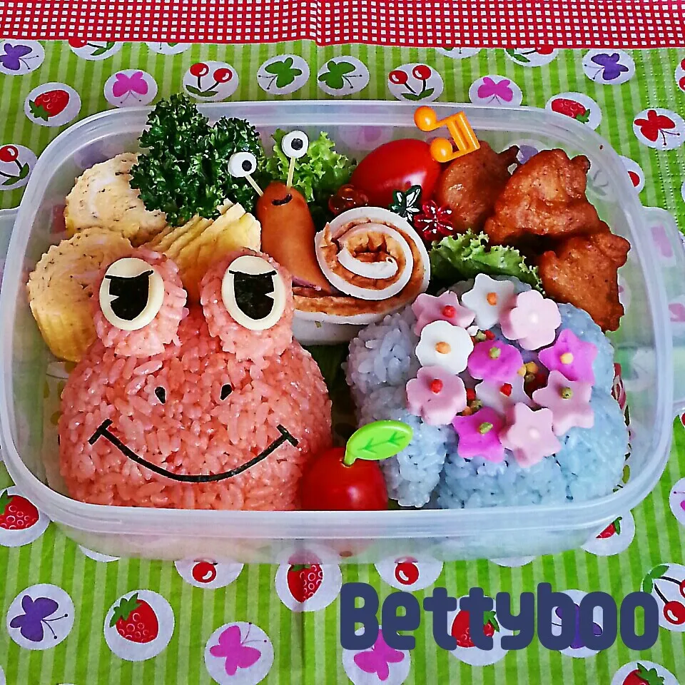 ｶｴﾙ&Canﾁｬﾝちのｴﾘｻﾞﾍﾞｽとｱｼﾞｻｲ弁当|bettyさん