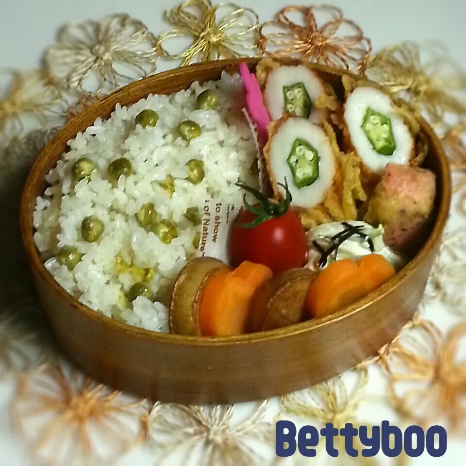 ｵｸﾗinちくわ天婦羅&豆ごはん弁当|bettyさん