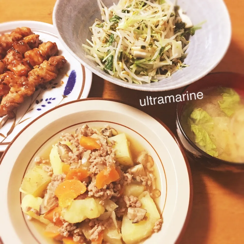 ＊肉じゃが、ナムルサラダ、はくさい菜のお味噌汁＊|ultramarineさん