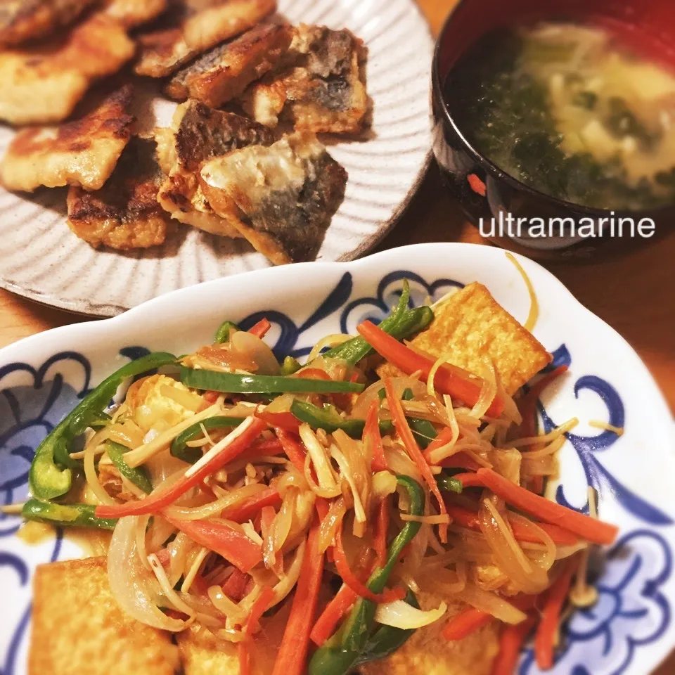 ＊厚揚げのだし醤油ステーキ♪鰆の竜田焼き＊|ultramarineさん