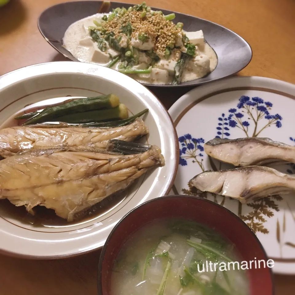 ＊カワハギの煮付け♪豆腐と旬菜の胡麻和え＊|ultramarineさん