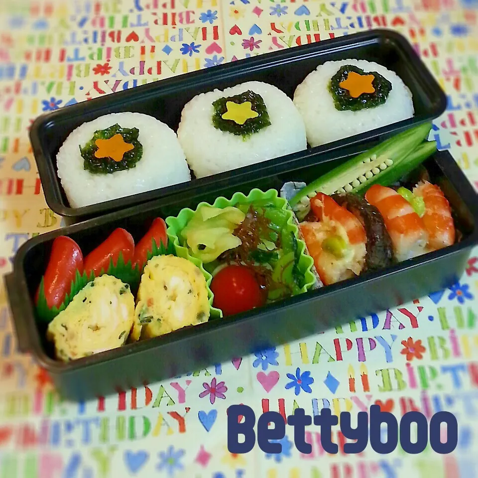 エビ乗せ椎茸のお弁当|bettyさん