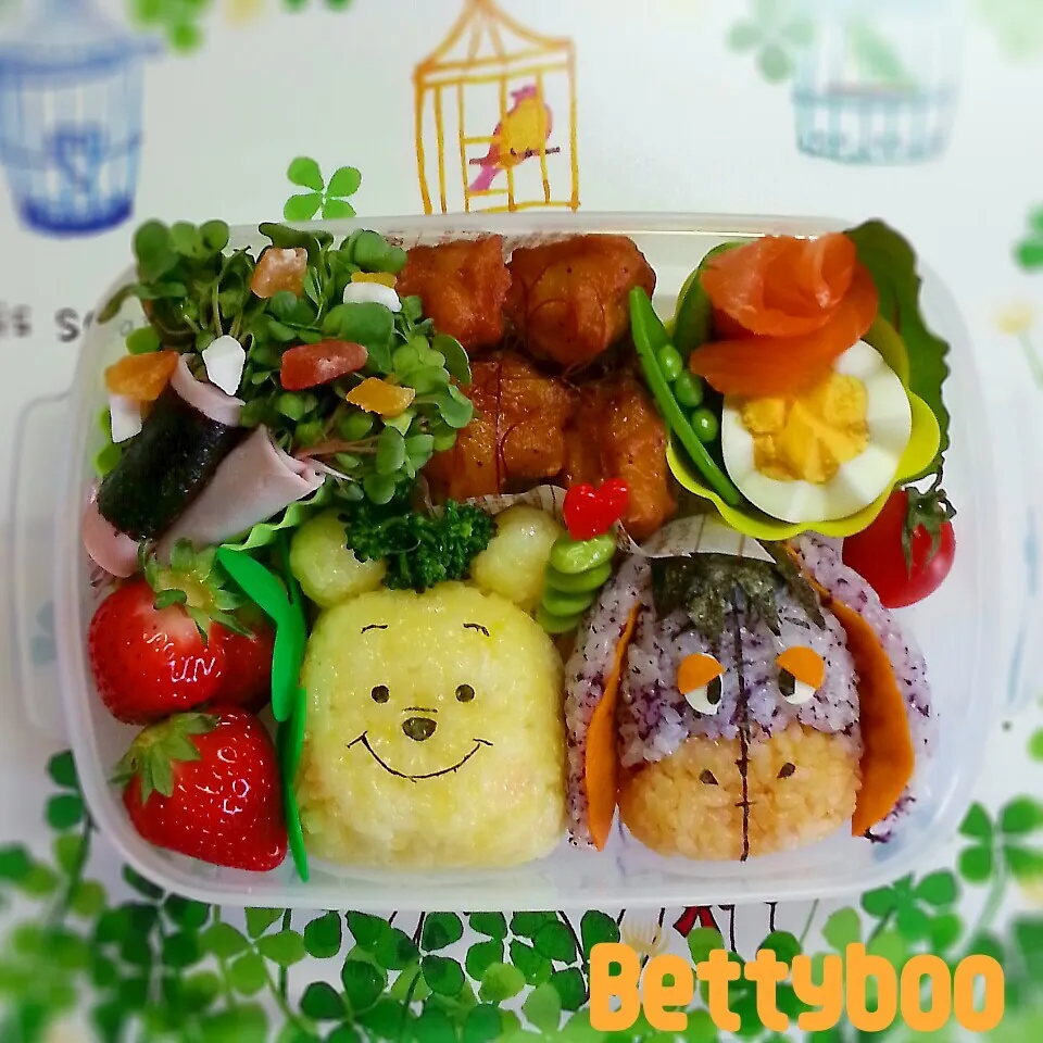 Snapdishの料理写真:ﾌﾟｰさんとｲｰﾖｰの仲よしﾙﾝﾙﾝお弁当|bettyさん