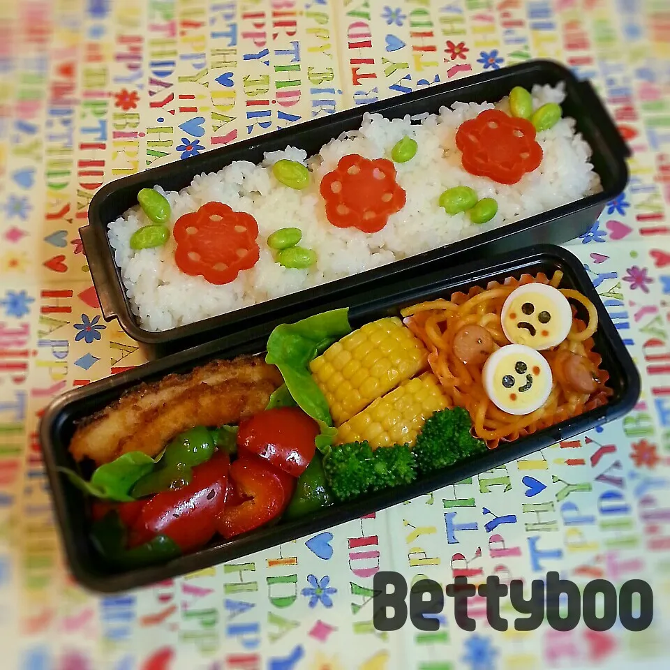 イカの唐揚げ&お花見気分のお弁当|bettyさん