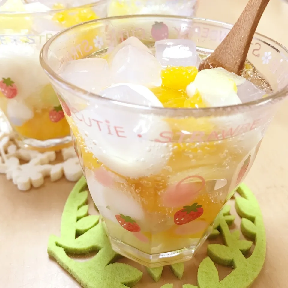 小3娘作✨豆腐白玉のフルーツポンチ|ゆいなつさん