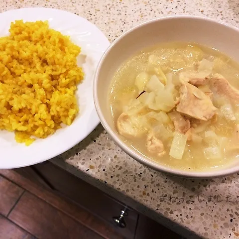 Snapdishの料理写真:イギリスで大人気 白いカレー チキンコルマ|Miyukiさん