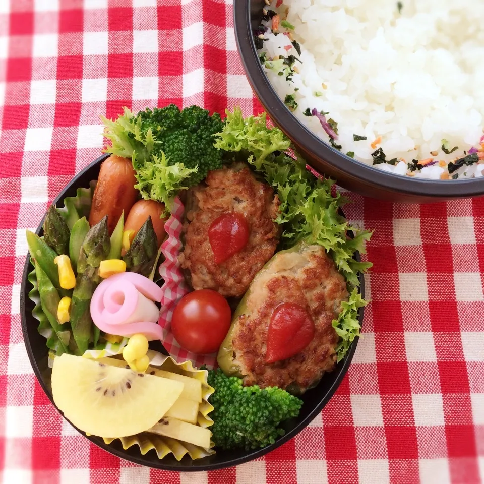 今日のお弁当(ピーマンの肉詰め)|demekinさん