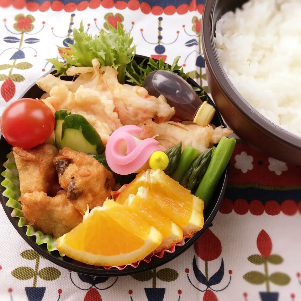 今日のお弁当(さくらえびのかき揚げ)|demekinさん