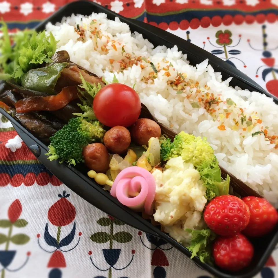 今日のお弁当(ナスと豚肉の甘辛炒め)|demekinさん