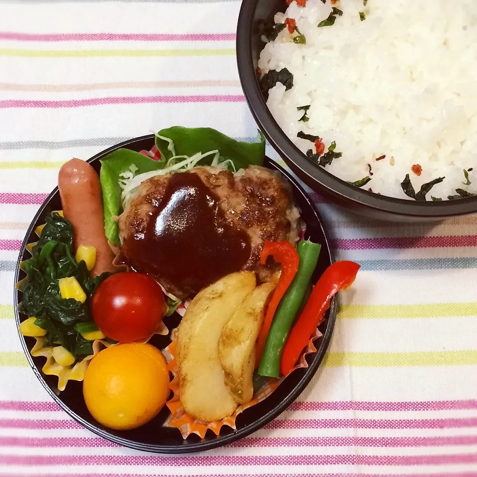 Snapdishの料理写真:今日のお弁当(ハンバーグ)|demekinさん