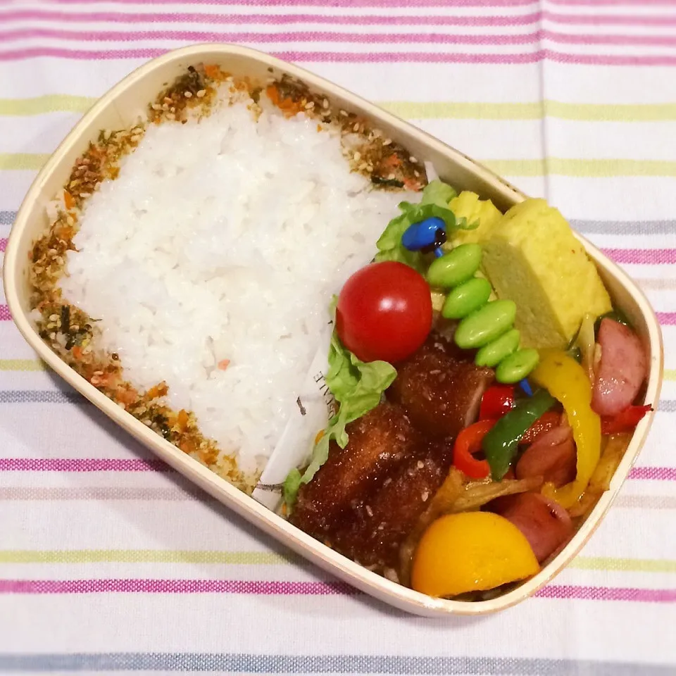 今日のお弁当(久しぶりの卵なし卵焼き風)|demekinさん