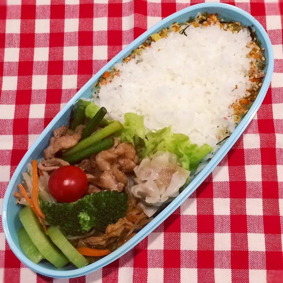 今日のお弁当(豚肉とニンニクの芽の甘辛炒め)|demekinさん