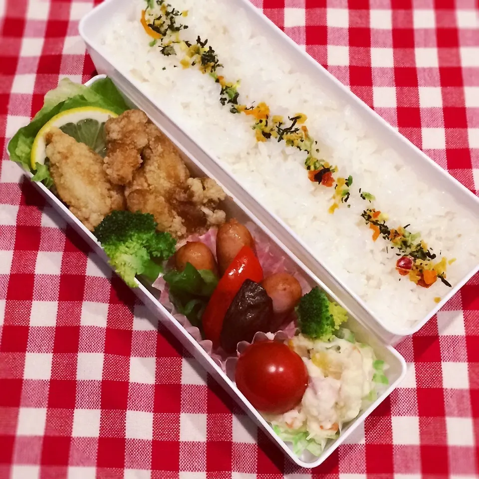 Snapdishの料理写真:今日のお弁当(鶏の唐揚げ)|demekinさん