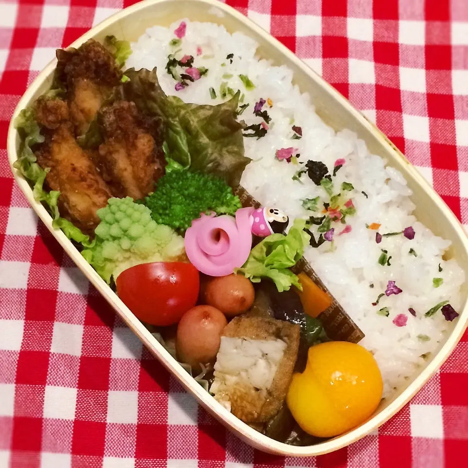 今日のお弁当(手羽中の唐揚げ)|demekinさん