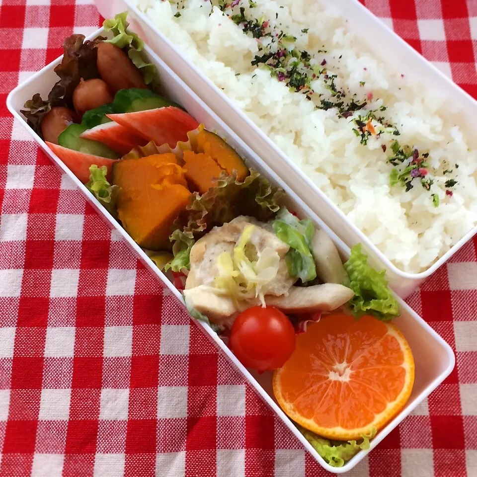 今日のお弁当(鶏肉の酒蒸しマヨネーズ和え)|demekinさん