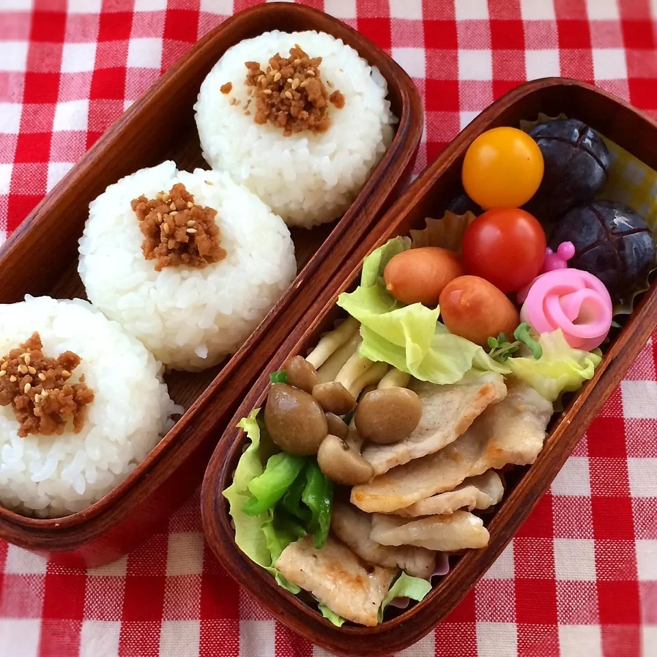 Snapdishの料理写真:今日のお弁当(豚肉のガーリックソテー)|demekinさん